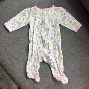 Pink and Gray Animal Baby Sleeper